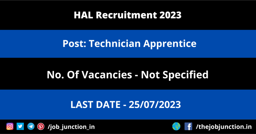 NCB Intelligence Officer Recruitment 2023 JOB JUNCTION HAL Technician Apprentice Recruitment 2023