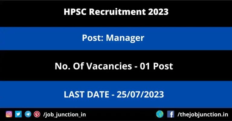 HPSC Manager Recruitment 2023