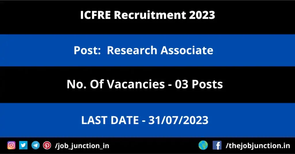 IIT Roorkee Research Associate Recruitment 2023 JOB JUNCTION ICFRE Research Associate Recruitment 2023