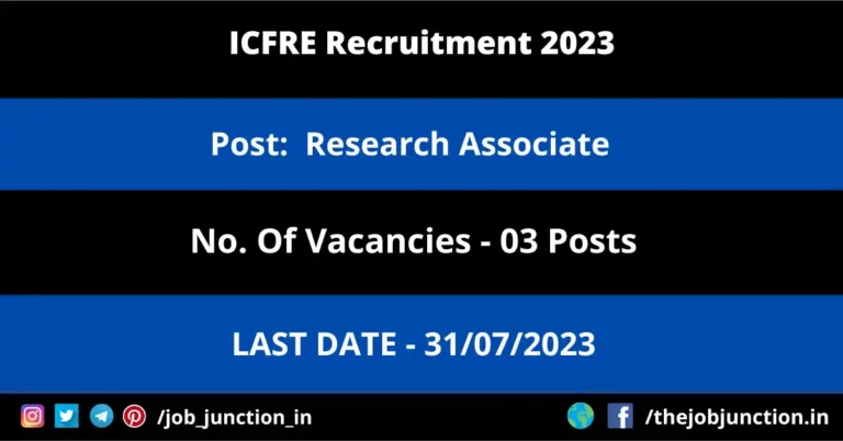 ICFRE Research Associate Recruitment 2023