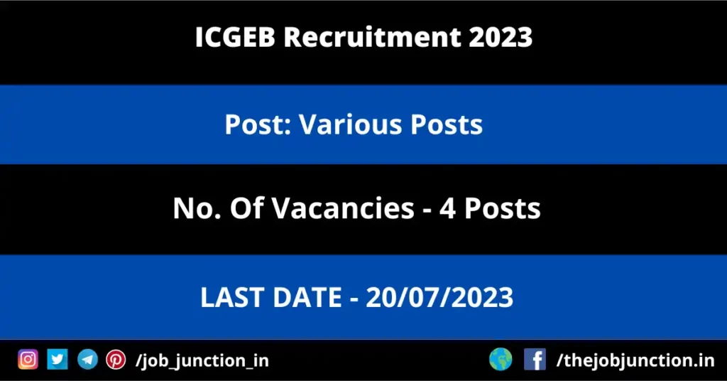 ISP Nashik Recruitment 2023 JOB JUNCTION ICGEB Recruitment 2023