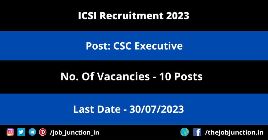 HSSC Recruitment 2026 JOB JUNCTION ICSI CSC Executive Recruitment 2023