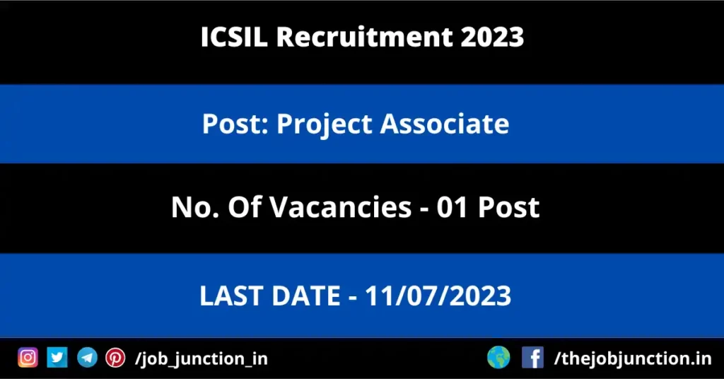 Bombay High Court Associate Recruitment 2026 JOB JUNCTION ICSIL Project Associate Recruitment 2023