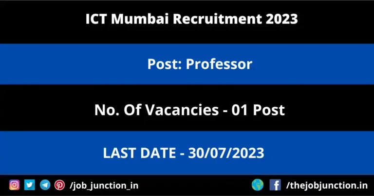 ICT Mumbai Professor Recruitment 2023