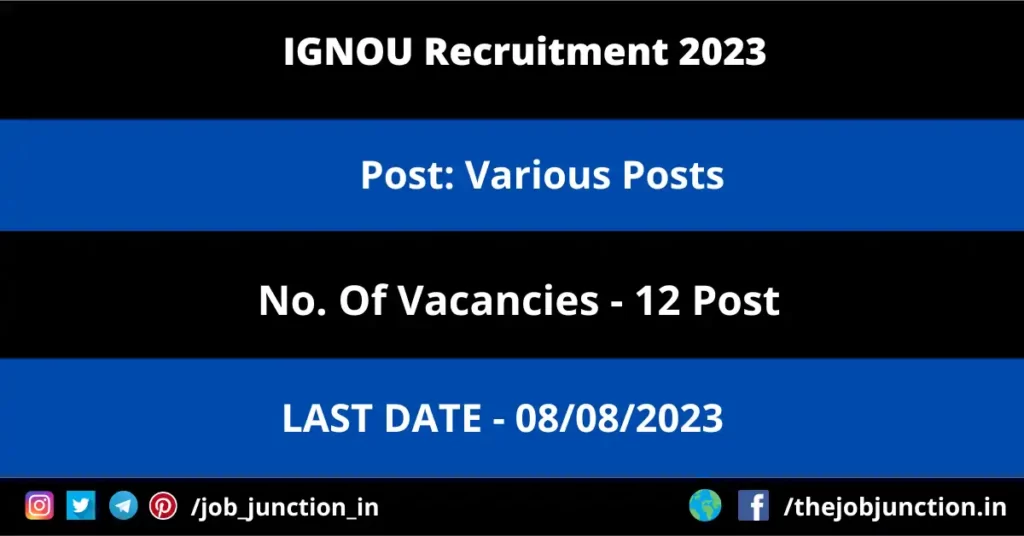 NAM Assam Recruitment 2023 JOB JUNCTION IGNOU Recruitment 2023