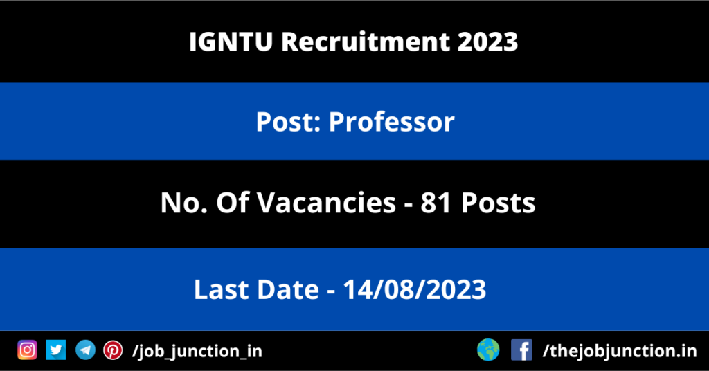 MPPGCL Manager Recruitment 2023 JOB JUNCTION IGNTU Professor Recruitment 2023