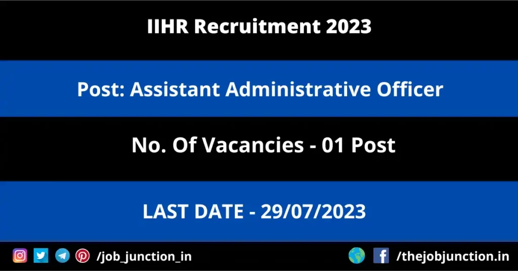 Chennai Port Trust Pilot Recruitment 2023 JOB JUNCTION IIHR AAO Recruitment 2023