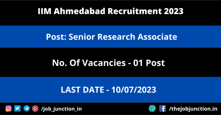 IIM Ahmedabad SRA Recruitment 2023