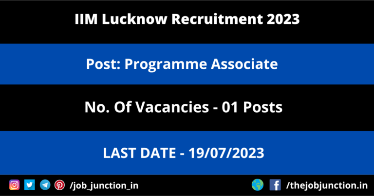 IIM Lucknow Programme Associate Recruitment 2023