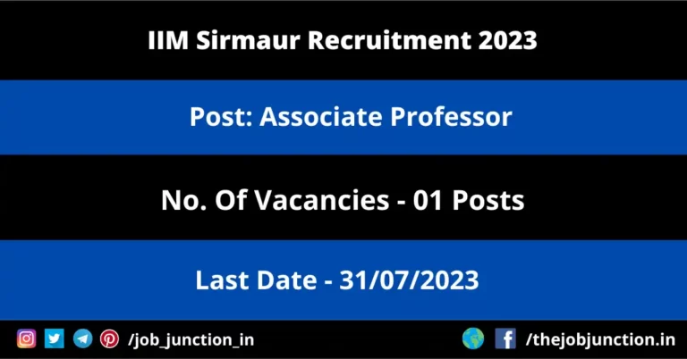 IIM Sirmaur Associate Professor Recruitment 2023