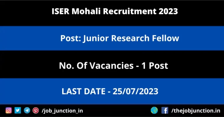 IISER Mohali JRF Recruitment 2023