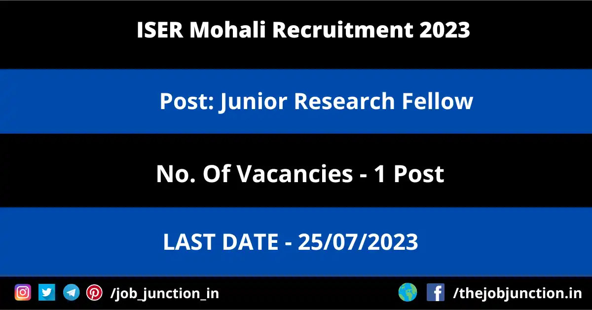 IISER Mohali JRF Recruitment 2023 - JOB JUNCTION