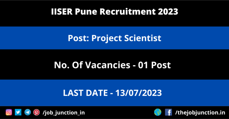 IISER Pune Project Scientist Recruitment 2023