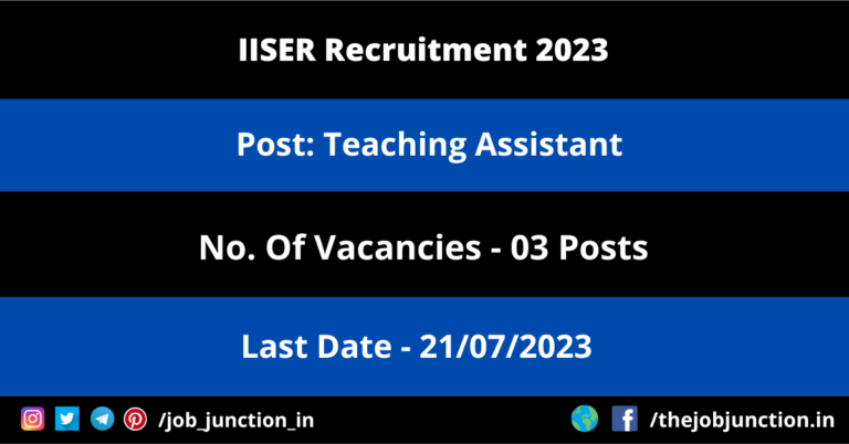 IISER Pune Teaching Assistant Recruitment 2023