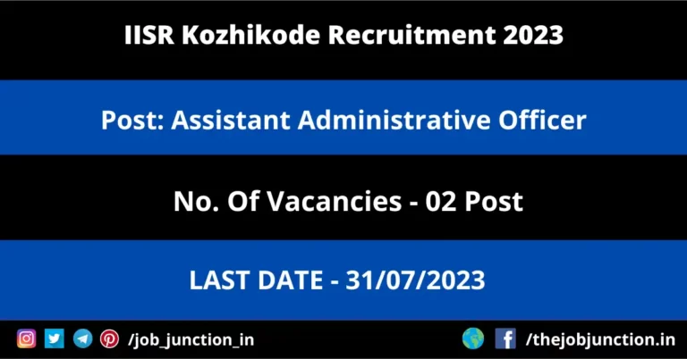 IISR Kozhikode AAO Recruitment 2023