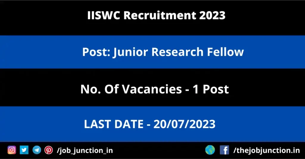 SSMC Rewa Recruitment 2023 JOB JUNCTION IISWC JRF Recruitment 2023