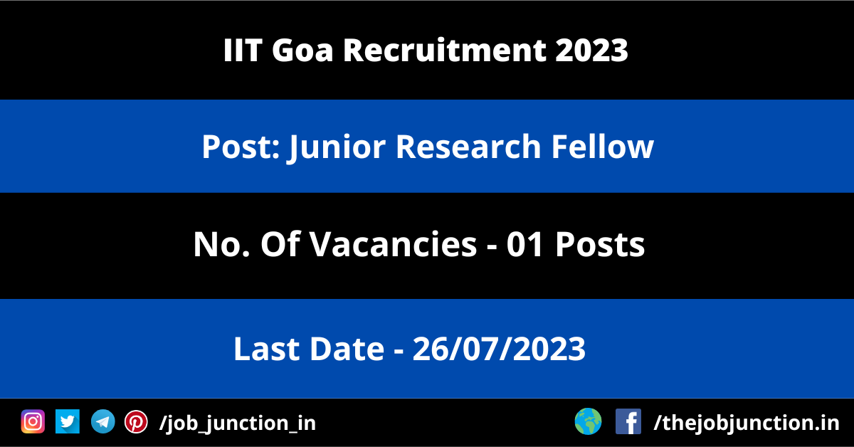 IIT Goa JRF Recruitment 2023