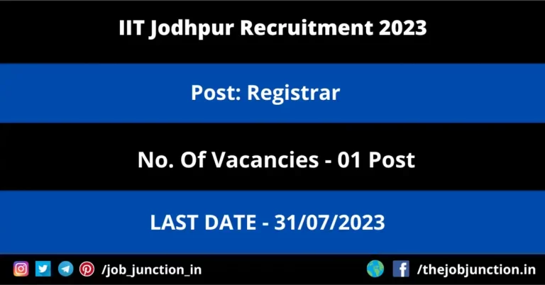 IIT Jodhpur Registrar Recruitment 2023