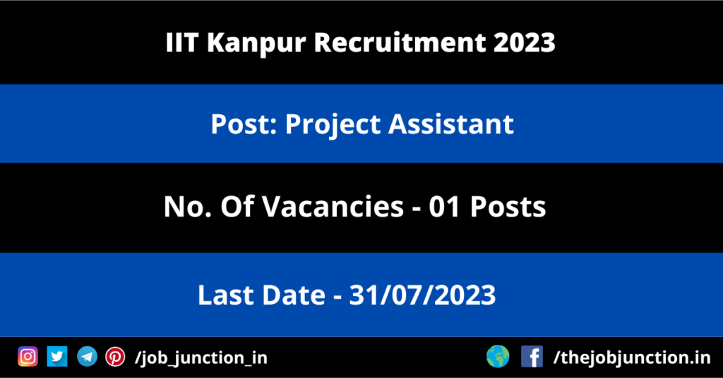 BECIL Recruitment 2023 JOB JUNCTION IIT Kanpur Project Assistant Recruitment 2023