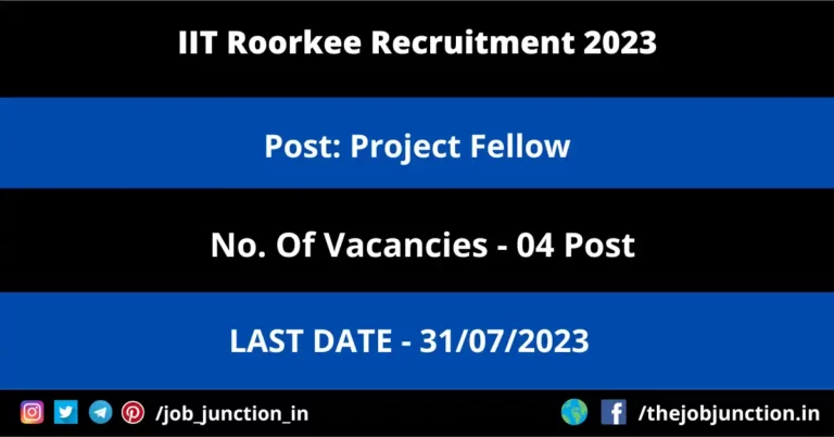IIT Roorkee Project Fellow Recruitment 2023