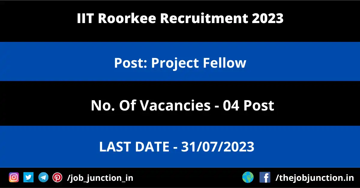 IIT Roorkee Project Fellow Recruitment 2023 - JOB JUNCTION