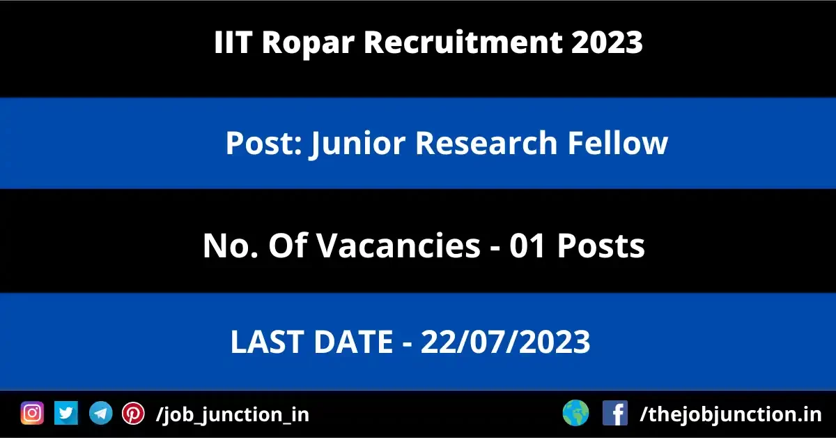 IIT Ropar JRF Recruitment 2023