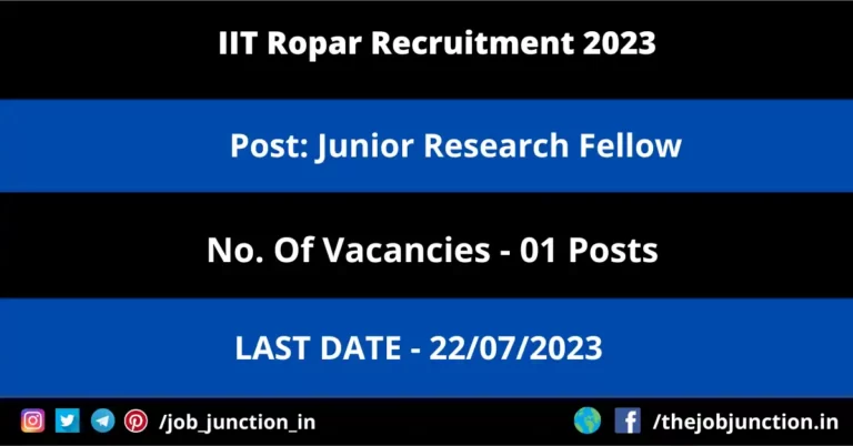 IIT Ropar JRF Recruitment 2023