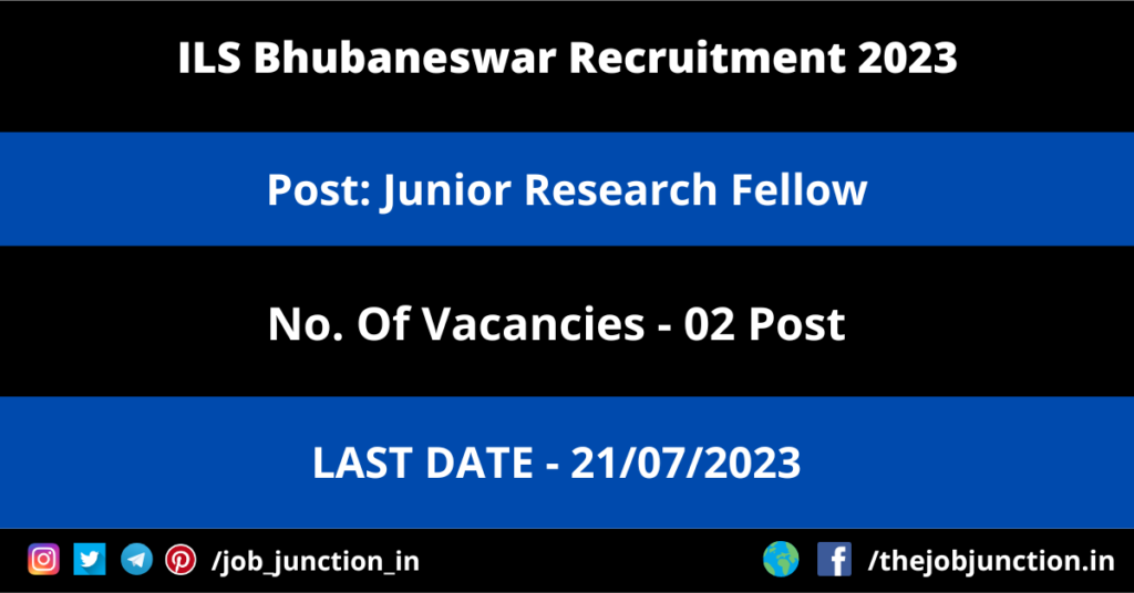 Odisha Police Recruitment 2023 JOB JUNCTION ILS Bhubaneswar JRF Recruitment 2023