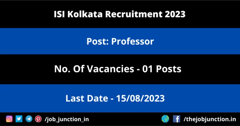 ISI Kolkata Professor Recruitment 2023