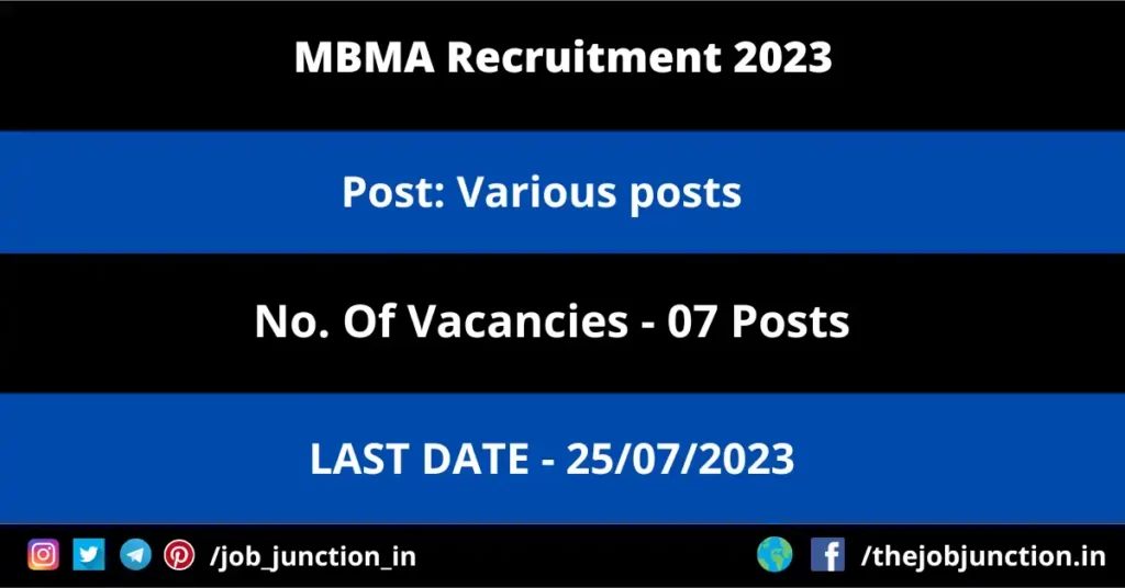 IMTECH Project Associate Recruitment 2023 JOB JUNCTION MBMA Manager Recruitment 2023
