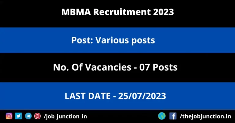 MBMA Manager Recruitment 2023