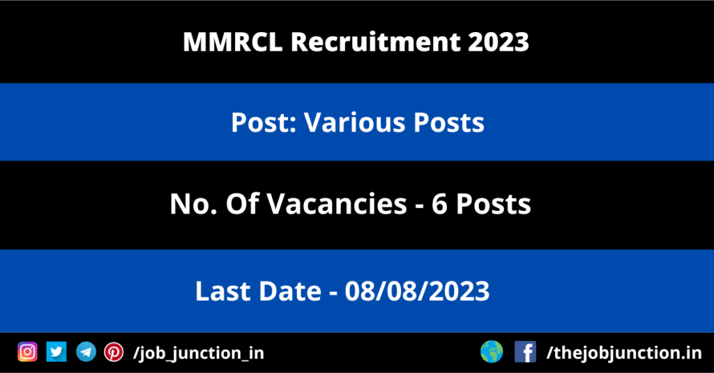 Eastern Railway Recruitment 2023 JOB JUNCTION MMRCL Recruitment 2023