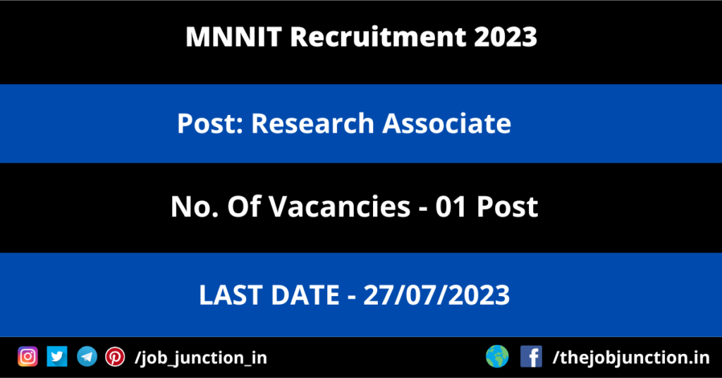IIT Ropar JRF Recruitment 2023 JOB JUNCTION MNNIT Research Associate Recruitment 2023