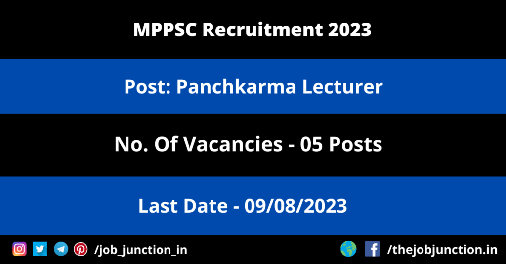 MPPGCL Manager Recruitment 2023 JOB JUNCTION MPPSC Panchkarma Lecturer Recruitment 2023