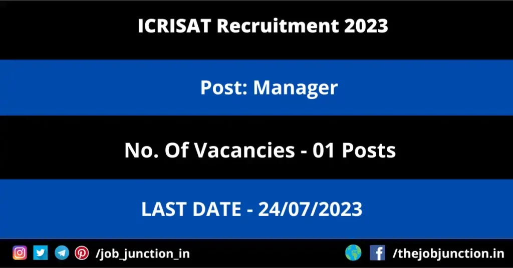 ICRISAT Manager Recruitment 2023