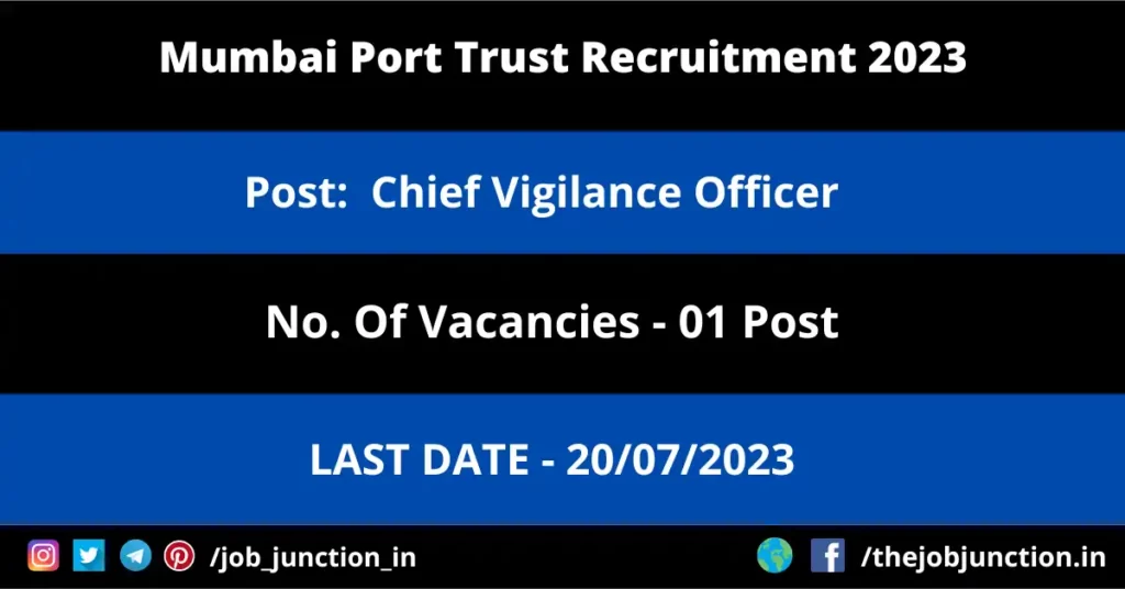 MMRCL Recruitment 2023 JOB JUNCTION Mumbai Port Trust Recruitment 2023