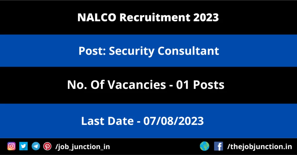 Odisha Police Recruitment 2023 JOB JUNCTION NALCO Security Consultant Recruitment 2023