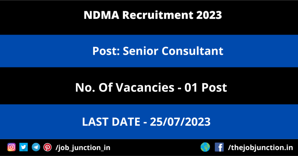 IACS Research Associate Recruitment 2023 JOB JUNCTION NDMA Senior Consultant Recruitment 2023