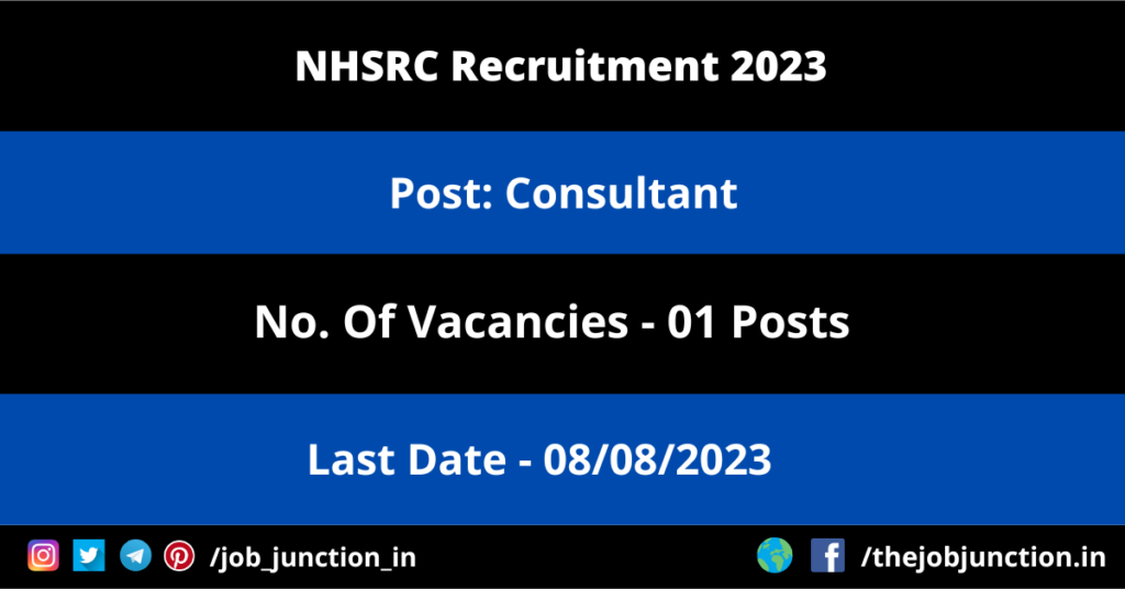 NHSRC Consultant Recruitment 2023 JOB JUNCTION NHSRC Consultant Recruitment 2023