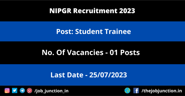 NIPGR Student Trainee Recruitment 2023