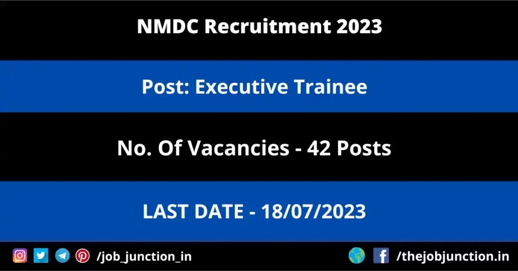 SLIET Assistant Professor Recruitment 2023 JOB JUNCTION NMDC Executive Trainee Recruitment 2023
