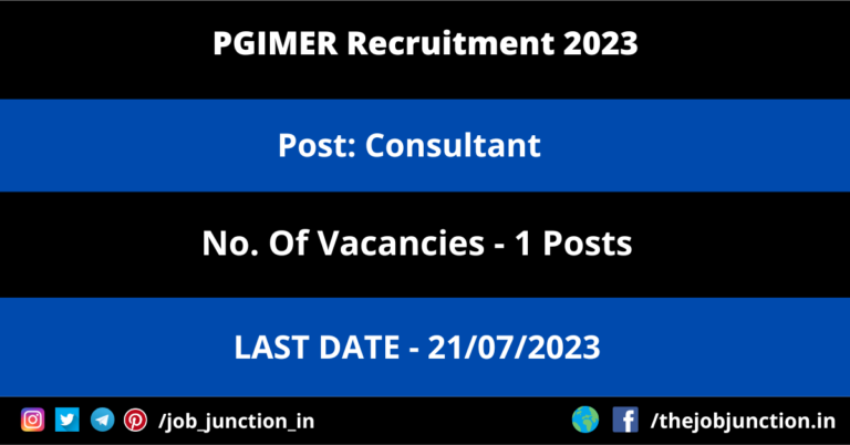 PGIMER Consultant Recruitment 2023