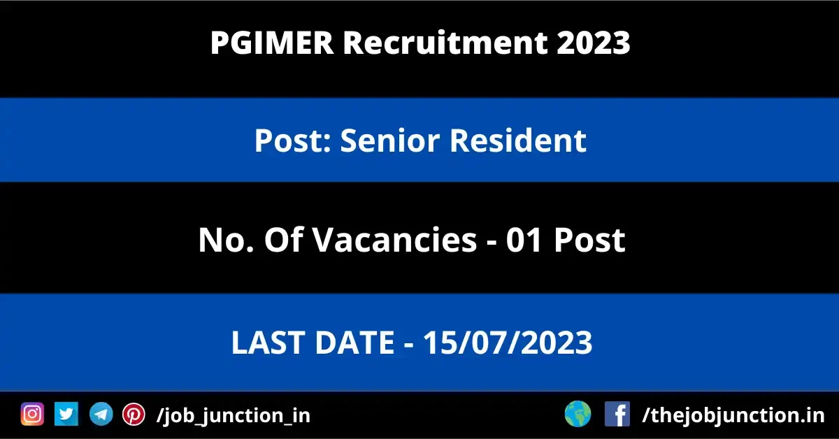 PGIMER Senior Resident Recruitment 2023