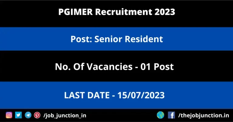 PGIMER Senior Resident Recruitment 2023