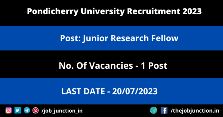 Pondicherry University JRF Recruitment 2023