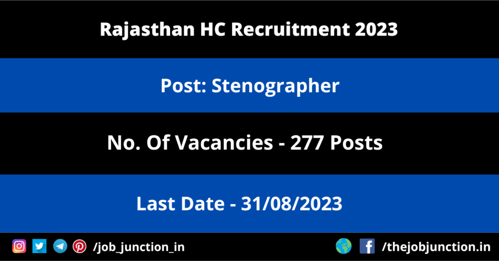 UKPSC Lab Assistant Recruitment 2023 JOB JUNCTION Rajasthan HC Stenographer Recruitment 2023