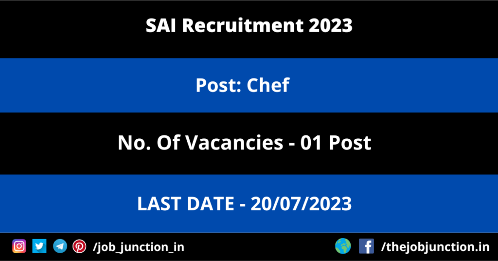 HARTRON Recruitment 2023 JOB JUNCTION SAI Chef Recruitment 2023