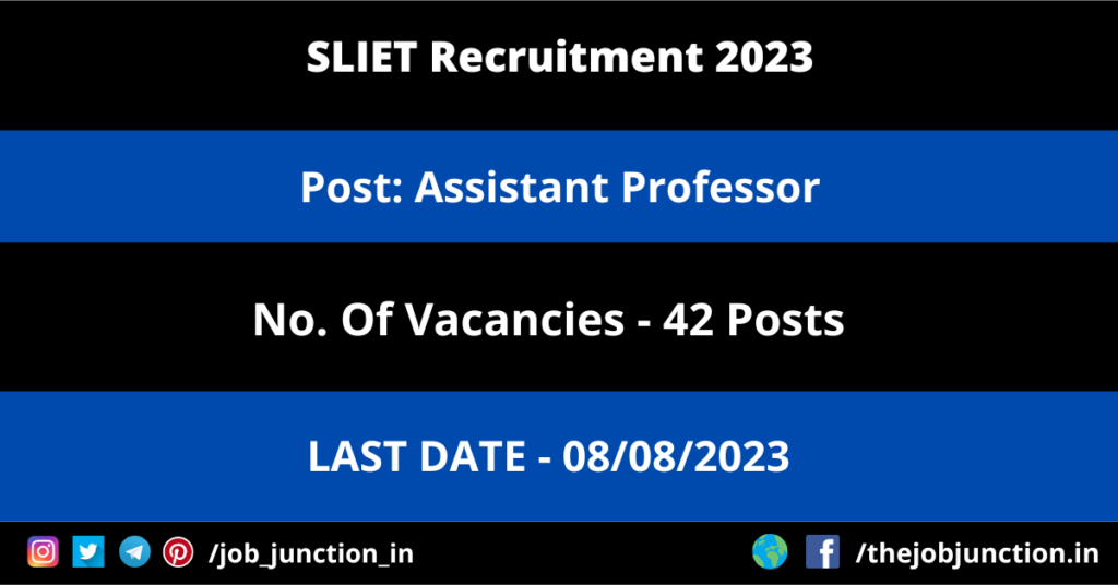 SLIET Assistant Professor Recruitment 2023