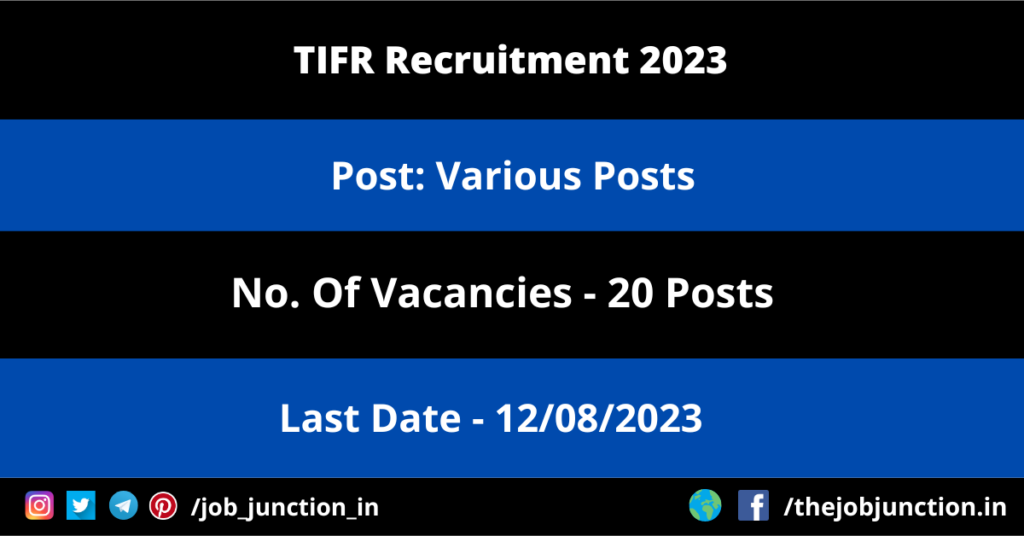 PMC Recruitment 2023 JOB JUNCTION TIFR Recruitment 2023