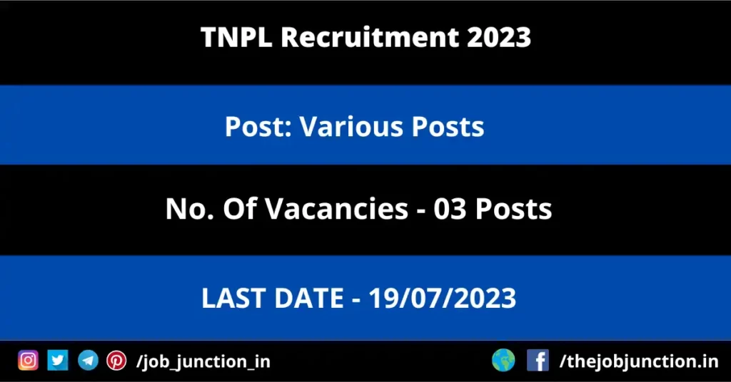 IMTECH Project Associate Recruitment 2023 JOB JUNCTION TNPL Recruitment 2023